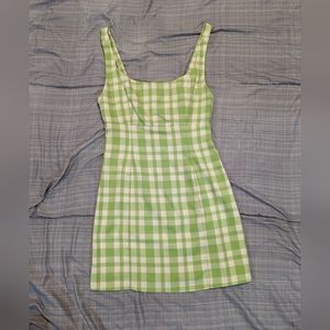 Green plaid tank dress